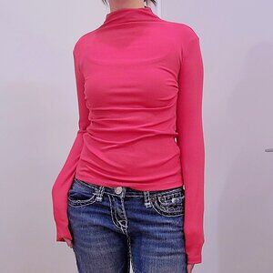Dynamite Hot Pink Ribbed Tuttleneck Long Sleeve